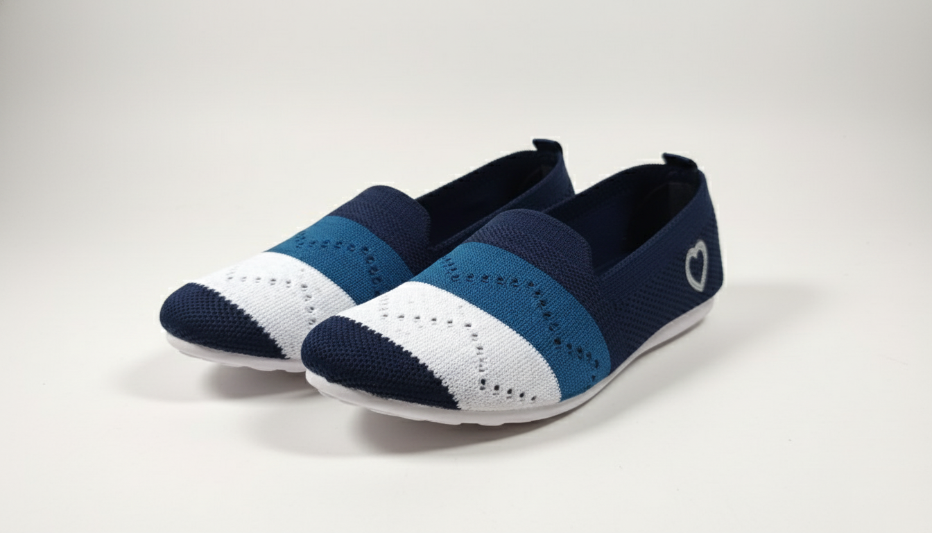 Women's "Heart" Knit Slip-On Loafers - Lightweight & Comfortable Footwear