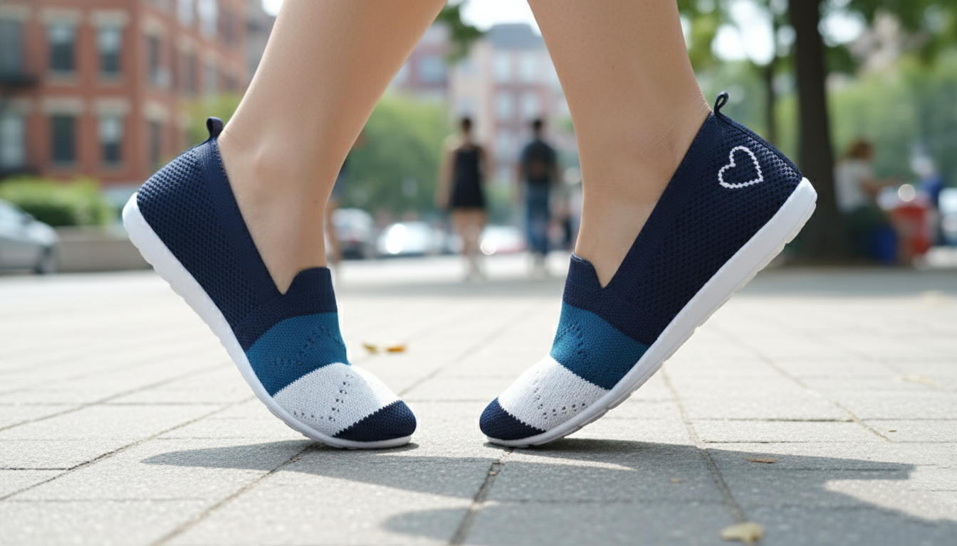 Women's "Heart" Knit Slip-On Loafers - Lightweight & Comfortable Footwear