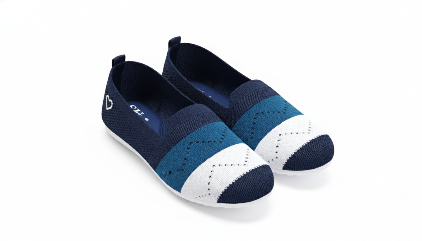 Women's "Heart" Knit Slip-On Loafers - Lightweight & Comfortable Footwear