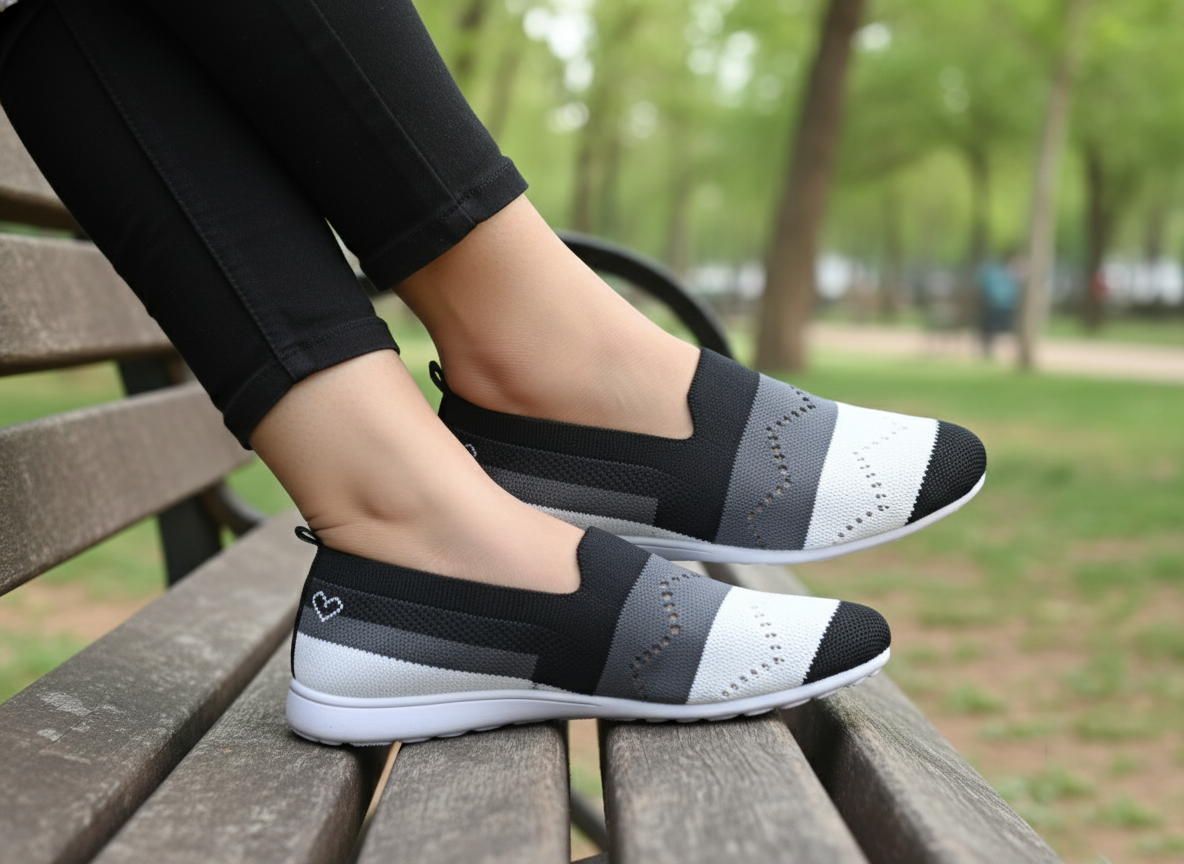 Women's "Heart" Knit Slip-On Loafers - Lightweight & Comfortable Footwear