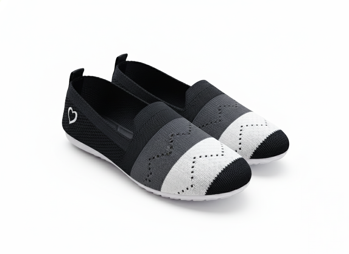 Women's "Heart" Knit Slip-On Loafers - Lightweight & Comfortable Footwear