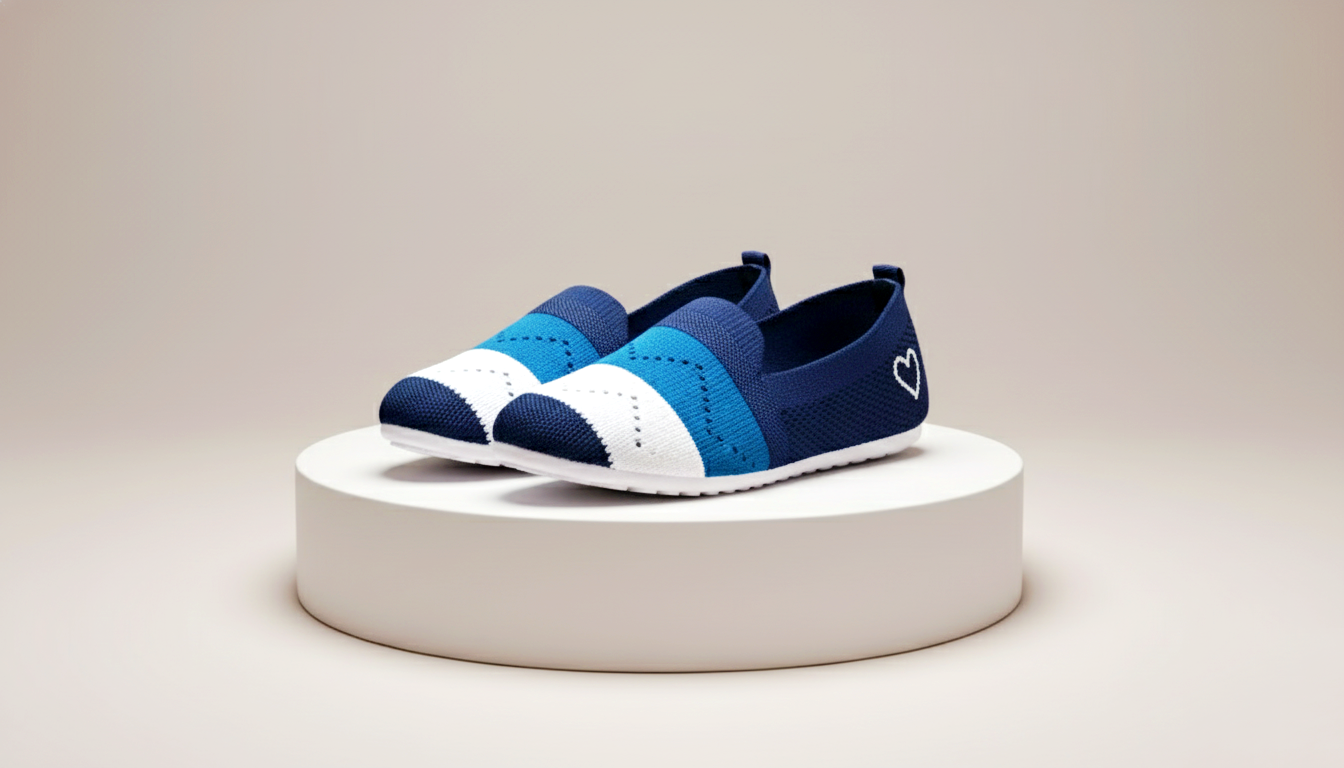 Women's "Heart" Knit Slip-On Loafers - Lightweight & Comfortable Footwear